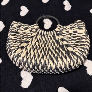 Black and Cream Woven Handbag